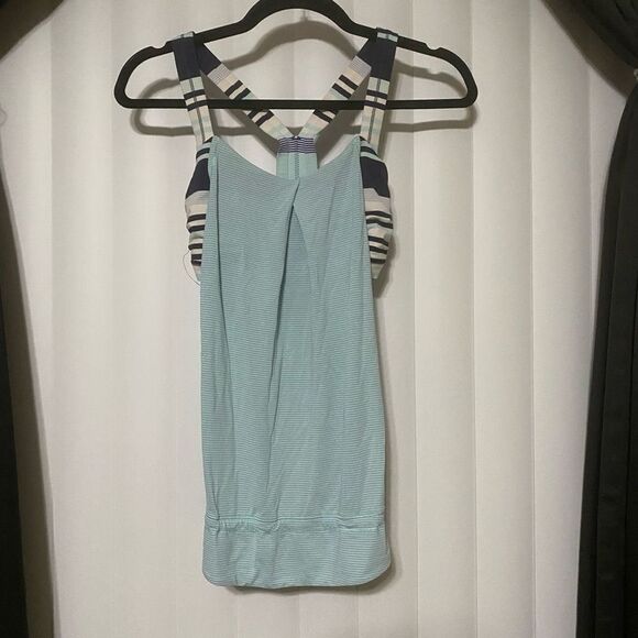 Lululemon tank blue/purple with sports bra no limits running tank built in shelf - Picture 1 of 8